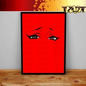 Kawaii Anime Eyes Cute Angry Hypebeast Poster Nursery Game Room Gamer Rawr Decor